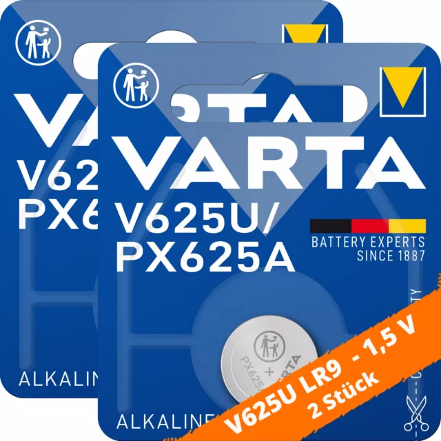 2 x VARTA V625U 625A PX625A LR9 625U 4626 Knopfzelle Batterie 1,5V Alkaline