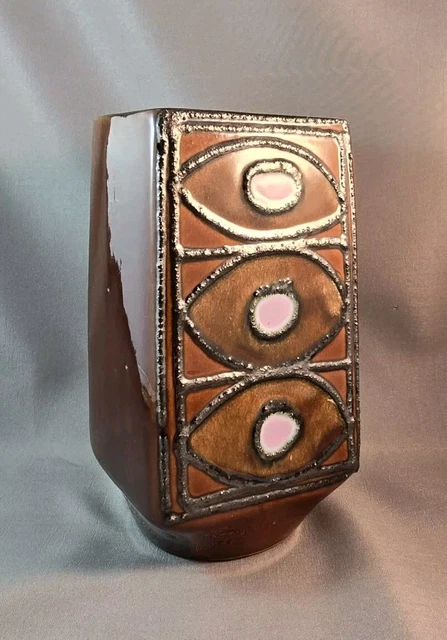 STREHLA KERAMIK MCM Fat Lava East Germany Vase Brown With Mauve