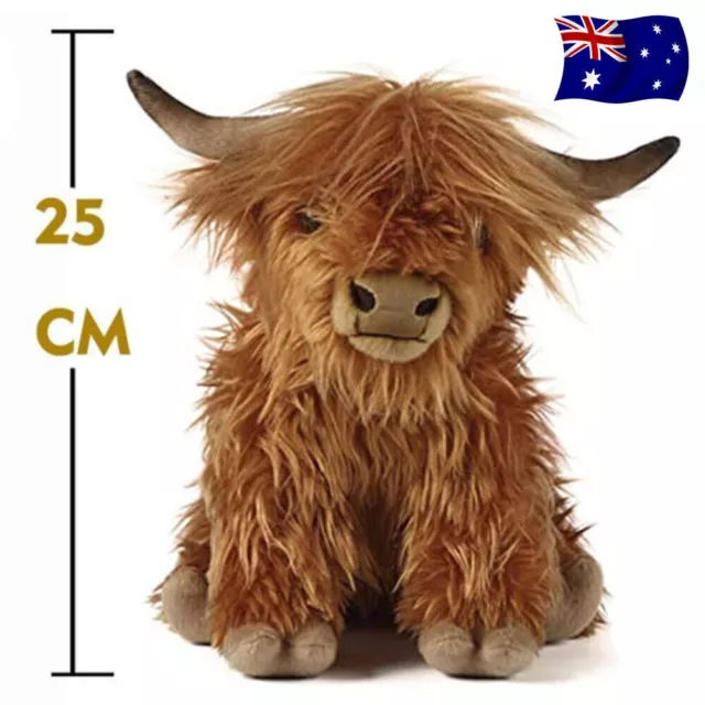 25cm Simulation Highland Cow Animal Stuffed Plush Dolls Soft Toys Kids Gifts AU