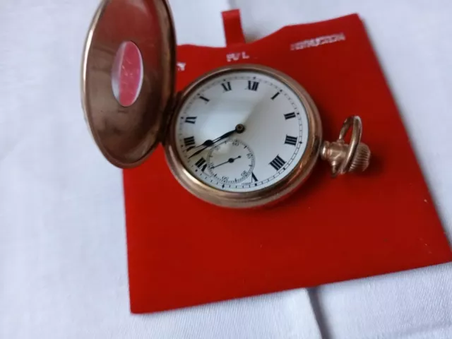 Vintage Gold. Plated Syren Half Hunter Pocket Watch. Dennison Case. Running