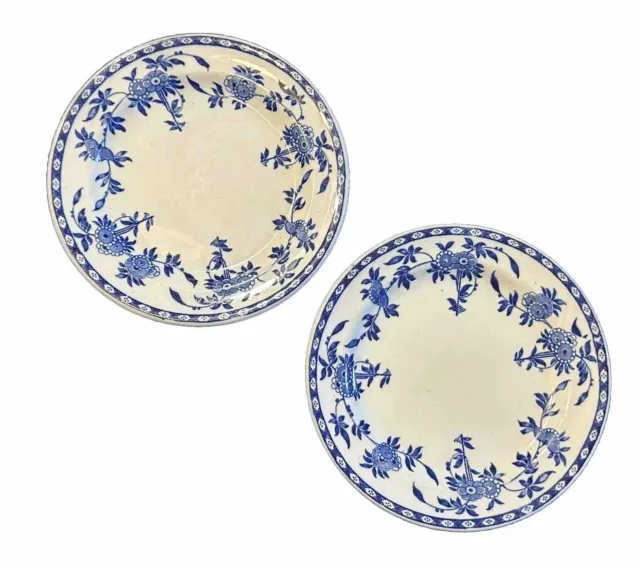 Pair Rare Red Star Line Minton's BLUE DELFT Second Class Luncheon Plates 7 1/2"