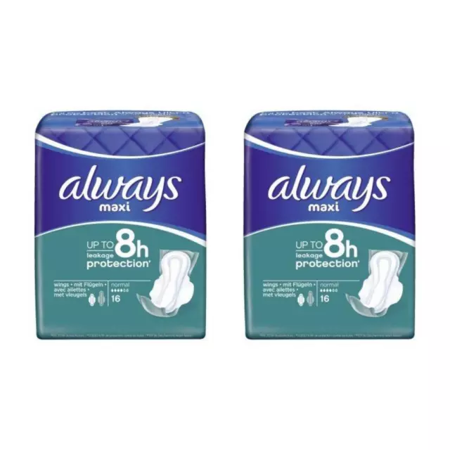 x2 Always Pads Maxi Comfort Normal With Wings X32 Up to 8 Hours