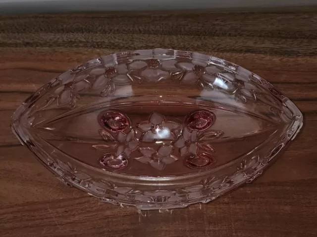 Walther  Crystal  Pink Floral  Footed Bowl.