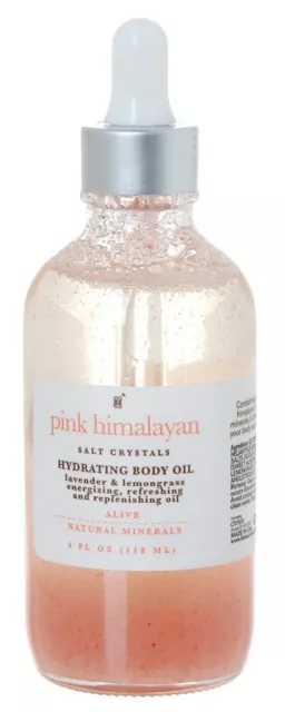 Aceite corporal hidratante cristales de sal rosa del Himalaya 4 oz energizante, refrescante