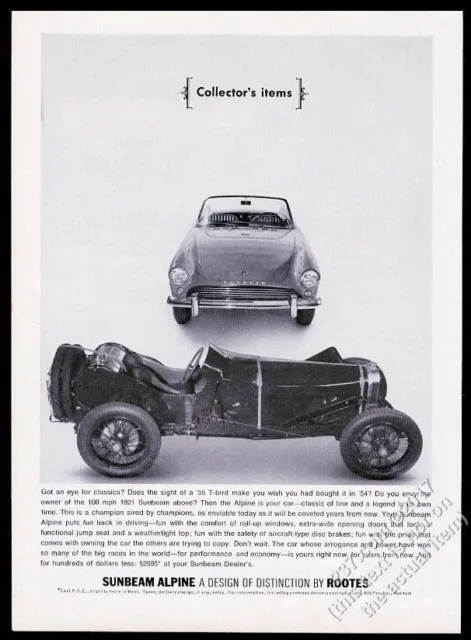 1963 Sunbeam Alpine and 1921 car photo vintage print ad