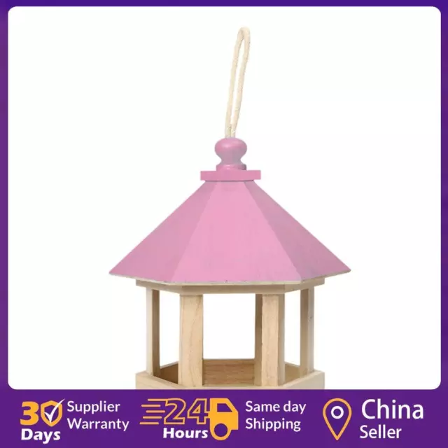 Garden Window Wooden Birdhouse Cage Bird Seeds Food Feeder (Pink) ☘️