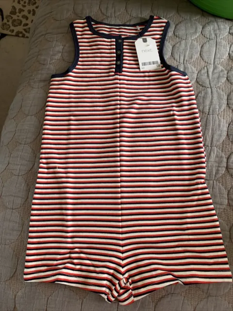 BNWT Next Blue Red White stripe Playsuit Short Suit. Age 4 Yrs.