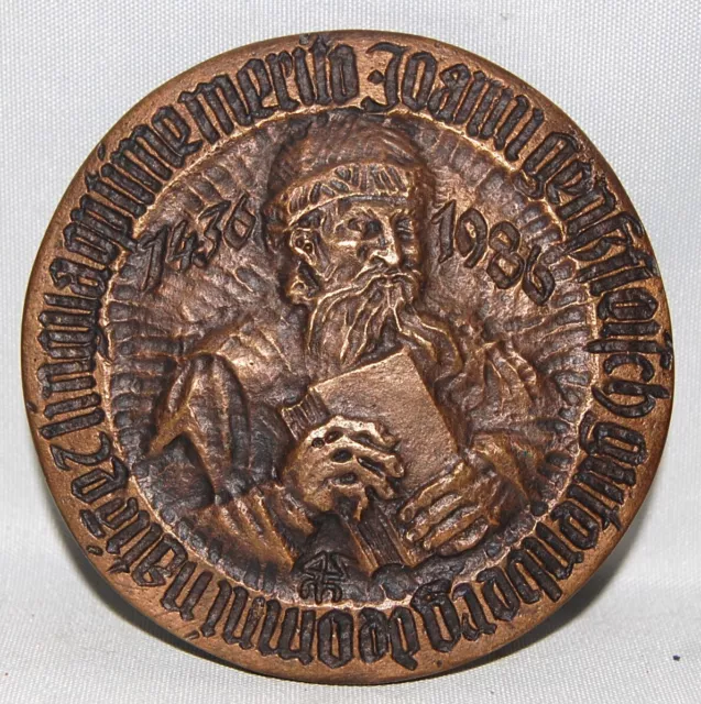 Plakette, Johannes Gutenberg, Rincker, Lauchhammer, Bronze, Massoum, Medaille