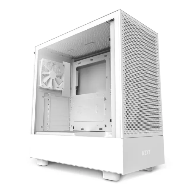 NZXT H5 Flow White Mid Tower Chassis w/Tempered Glass Window 2x 120mm Fans