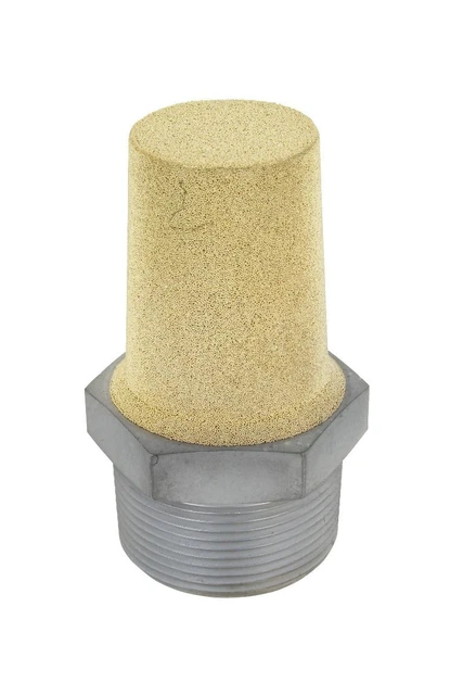 Pneumatic Exhaust Muffler, 1 1/2" MNPT 40 Micron Sintered Bronze Silencer 25EA