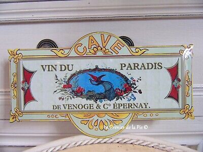 plaque de porte cave en métal VIN DU PARADIS vintage 20x11cm cellar door sign