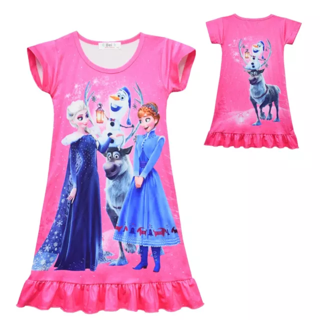 Frozen Elsa Anna Girls summer dress nightie pjs pyjamas size 2-8 au stock