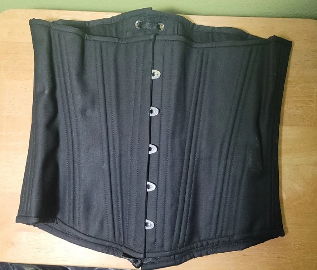 Black Cotton Mens Steel Boned Corset - 30 Inch High Quality Corset/Back Support