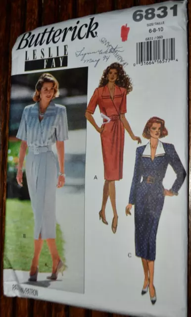 Butterick SEWING PATTERN 6831 Misses Mock Wrap Dress Sz 6-8-10 Uncut