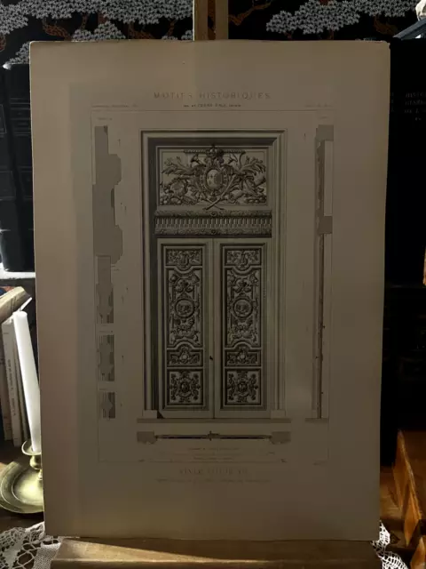 Style Louis XIV - Porte du salon de Diane, à Versailles - Gravure de César Daly