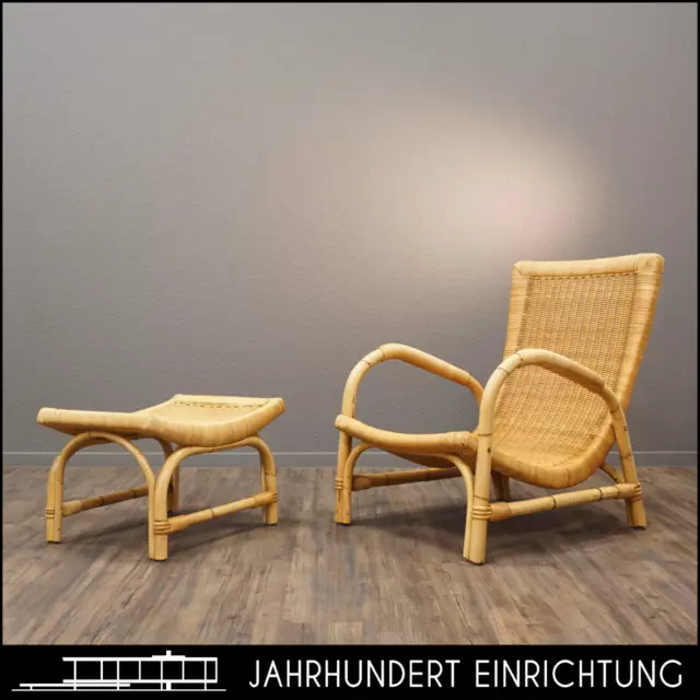 ARCO | Lounge Chair & Hocker | 60er Mid Century | Vintage Basket Rattan Sessel