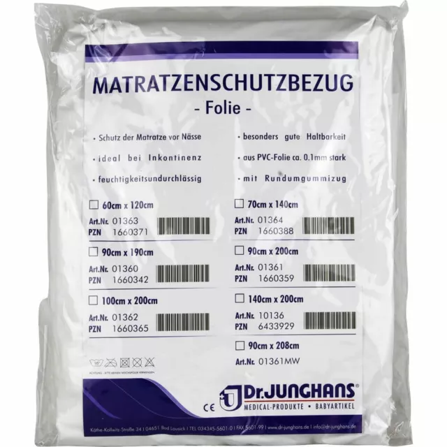 MATRATZEN SCHUTZBEZUG Folie 0,1 mm 90x200 cm weiß 1 St PZN01660359