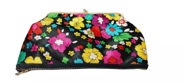 Vintage Floral Clutch Pocket Book Coin Purse With Zipper Bottom RARE!!