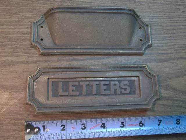 Antique Sargent Heavy Solid Bronze Art Deco Mail Slot Drop-Pass Through W/Spring