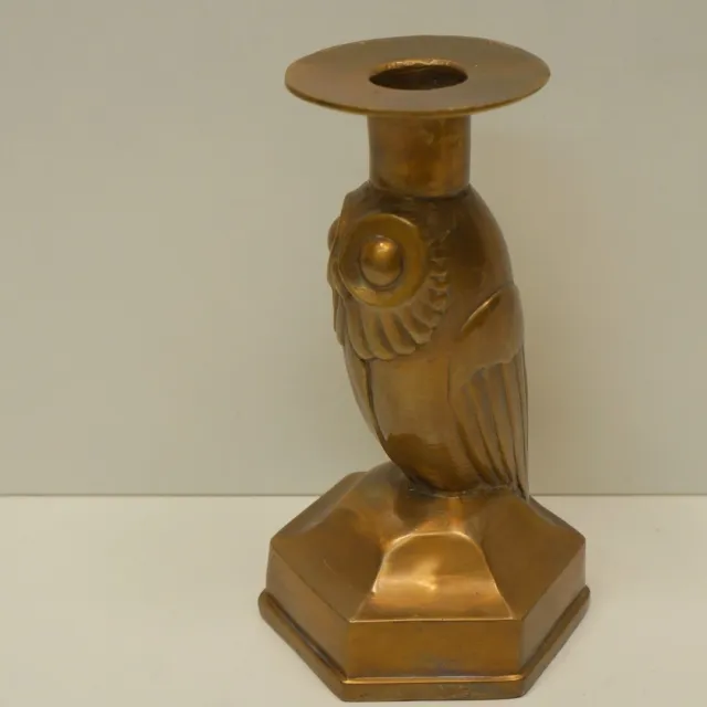Candelero Búho Búho Pájaro Fauna Art Deco Estilo Art Nouveau Estilo Bronce sólid