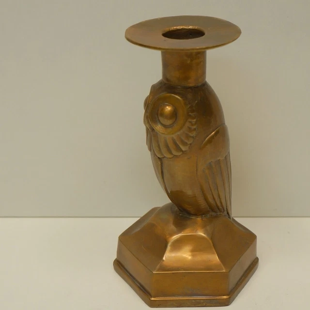 Candelero Búho Búho Pájaro Fauna Art Deco Estilo Art Nouveau Estilo Bronce sólid