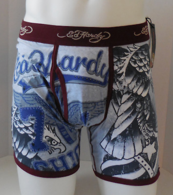 Teal Ed Hardy Hommes Épais Aigle Premium Boxer Coton Slip Couleur Teal TAILLE S Neuf 