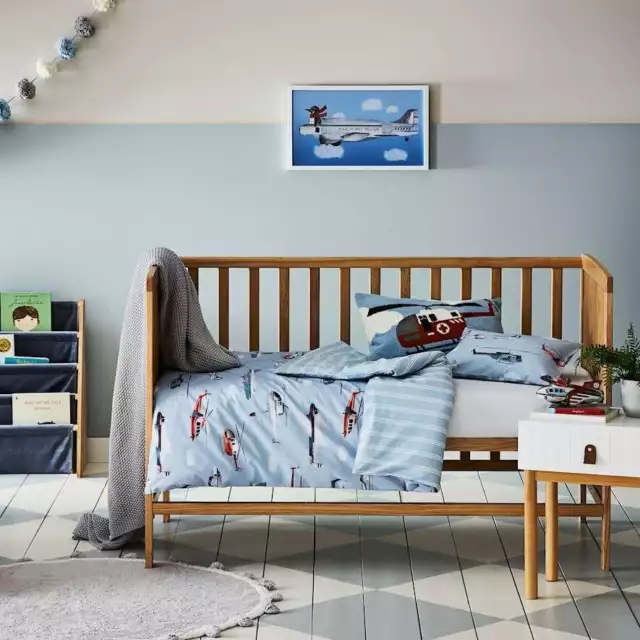 ADAIRS KIDS Flight Path COT Quilt Cover Set - planes, helicopters - Reversible