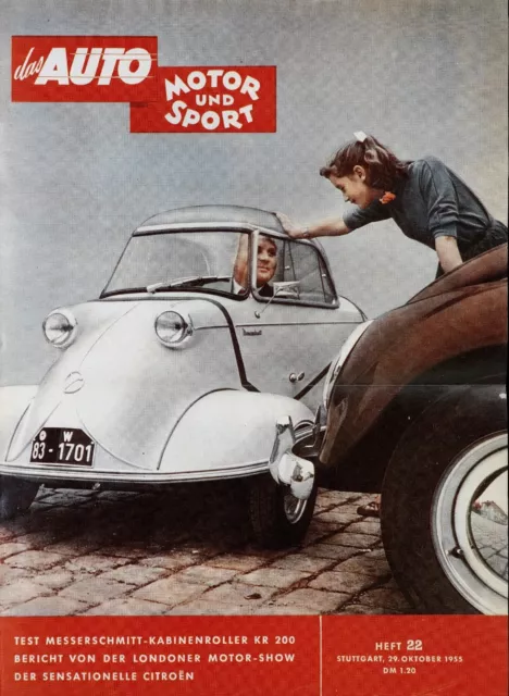 Auto Motor und Sport Poster 22/55 29.10.55 Replica Messerschmitt KR 200 Karo