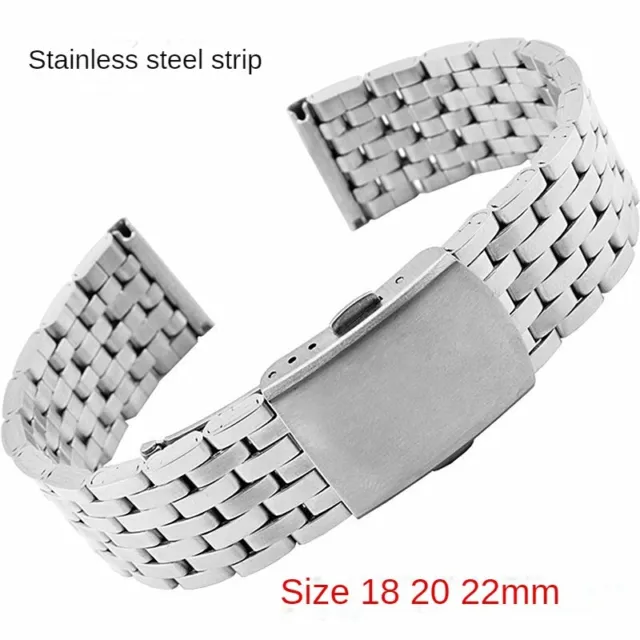 Premium Stainless Steel Watch Strap Band Metal Deployment Clasp 18/20/22mm Mens