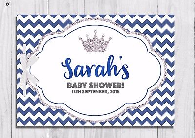 PERSONALISED Baby Shower Guest Book, Keep Sake, Game, Blue, Prince, Baby Boy