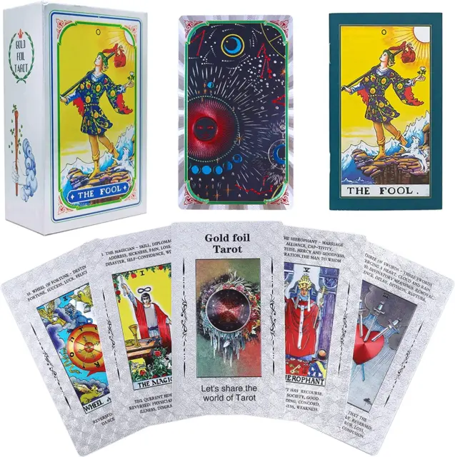Tarot Cards for Beginners with Meanings on Them, 78 Tarot Deck with Guide Book,