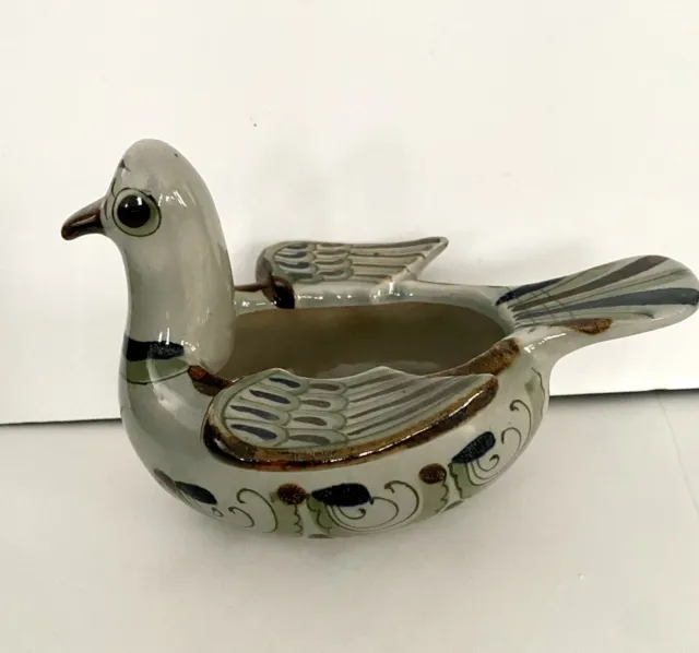 Vintage 70s Mexican Ken Edwards KE  Tonala Mexico Pottery Hand Painted Bird