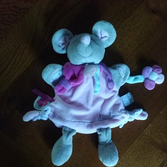 Doudou Marionnette Souris Pearly rose fleur DOUDOU ET COMPAGNIE ÉTAT NEUF
