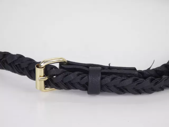 Cintura Intrecciata Nero Fibbia Magra Casual Elegante 105 cm