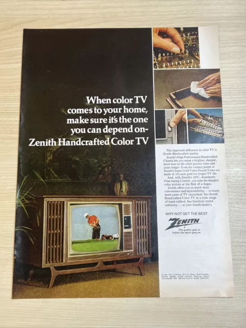 Zenith TV Television Color Lundberg 1969 Vintage Print Ad Life Magazine