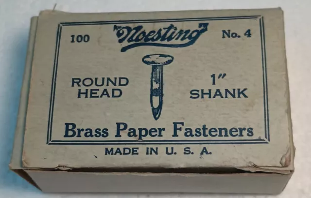 ACCO Solid Brass Fasteners, 1 Shank, Brass, 100/Box (71504)