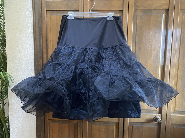 Black Crinoline Retro Full Skirt Lined   Petticoat Pin Up Couture