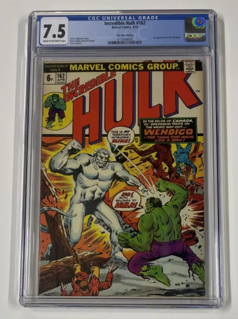 Incredible Hulk #162. April 1973. Marvel. 7.5 Cgc. 1St App Of Wendigo! Uk Price!