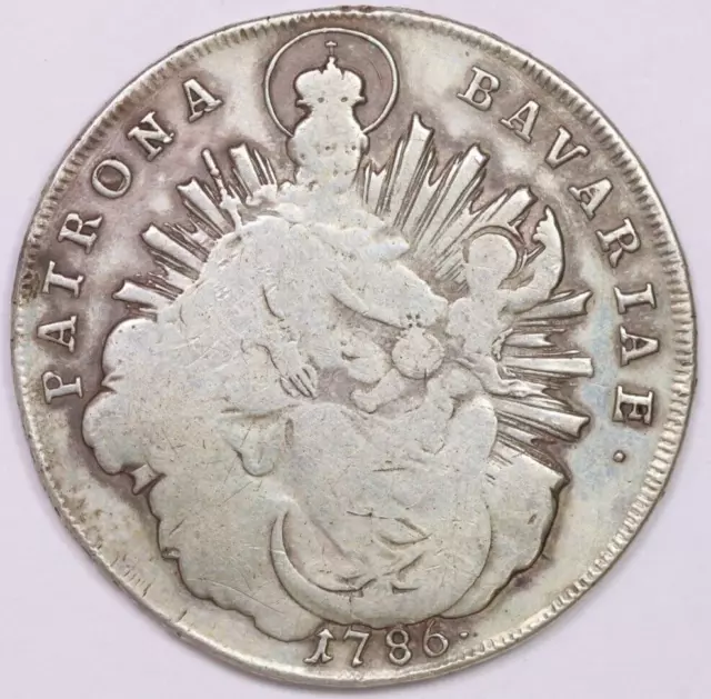 1786 Bavaria German States Large Silver Thaler Charles Theodore Madonna & Child