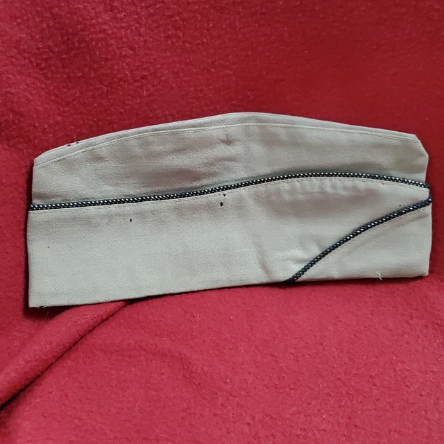 Vintage Men's Army Khaki Gold/Blue Military Garrison Cap (18a18)
