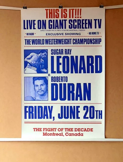 SUGAR RAY LEONARD vs ROBERTO DURAN (1) : Original CCTV Boxing Fight Poster 10D