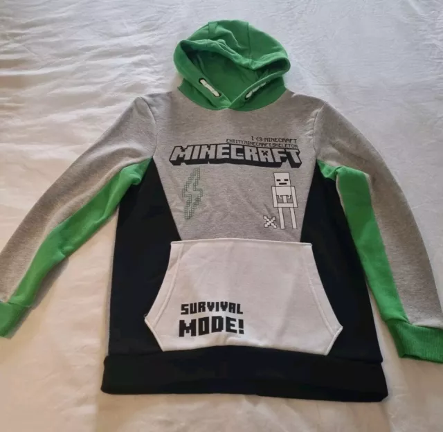BOYS PULLOVER GREY Green and Black Minecraft Hoodie ASDA George Age 9 10 years 4.95 PicClick UK