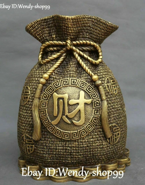 China Bronze Coin Money Wealth Storage tank Pot Kettle canister Jar Statue