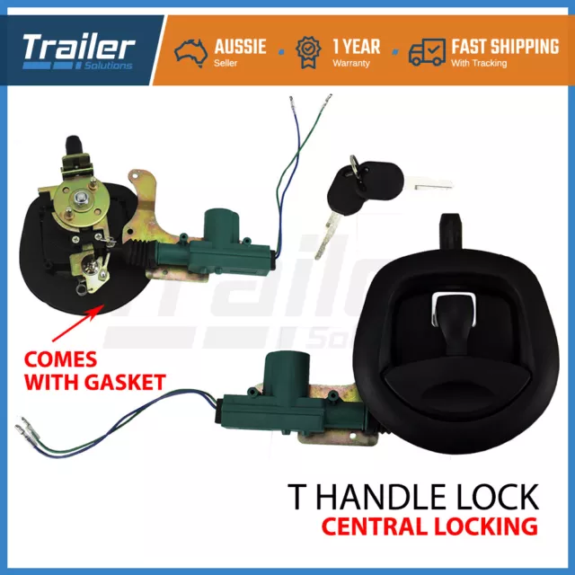 12V Power Operated Black Recessed Folding T Lock / Handle Drop T Whale Tail 2
