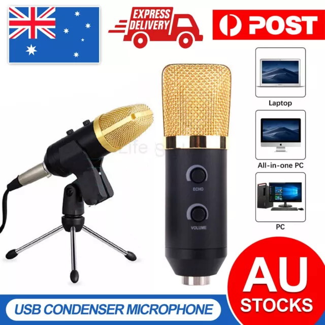 USB Audio Condenser Microphone Broadcast Studio Sound Recording Mic Tripod Stand