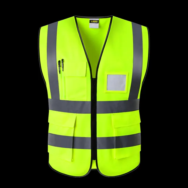Reflective Safety Vest Reminder Multi Pocket Night Construction Wear Resistant