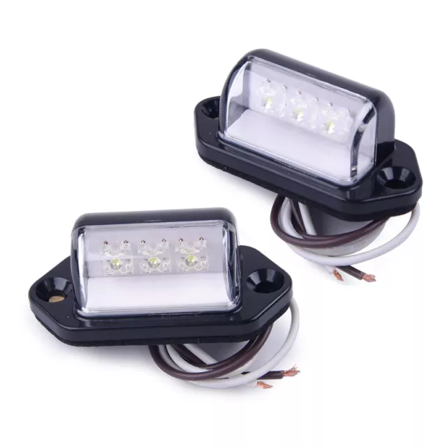 2pcs Camion Rimorchio Lampada 3 LED Bianco Luce Targa Auto Barca Numero 10-30V