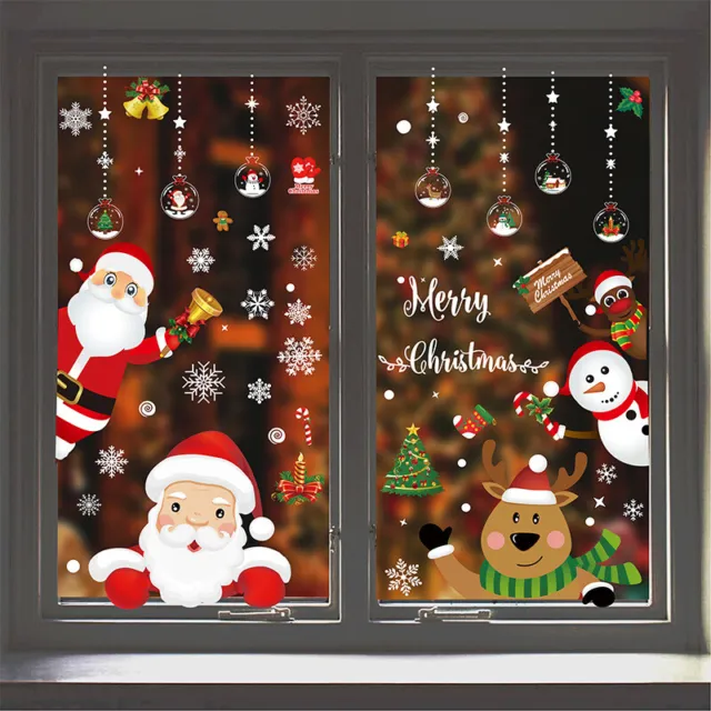 Christmas Window Stickers Double Sided Pattern Clings Glass Static Decals Decor