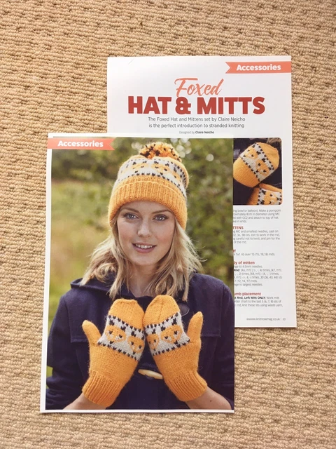 Fox Hat & Mitts Set Knitting Pattern