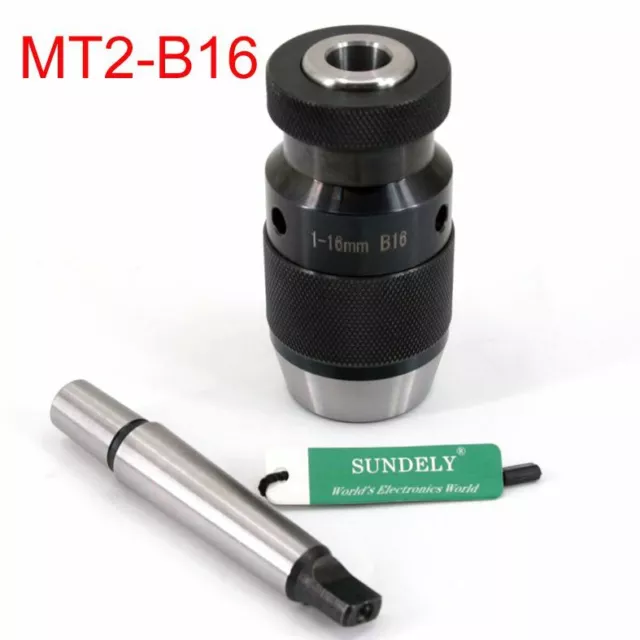 1-16mm Self Tighten Keyless Drilling Lathes Chuck MT2 -B16 Arbor for Lathe MK2